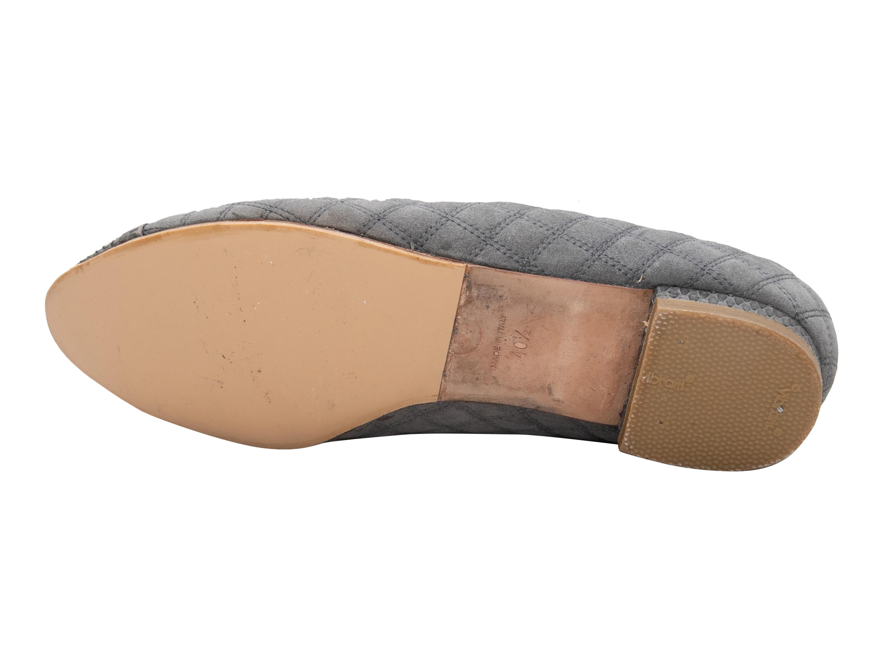 Women's Grey Chanel Quilted Cap-Toe Ballet Flats Size 40.5