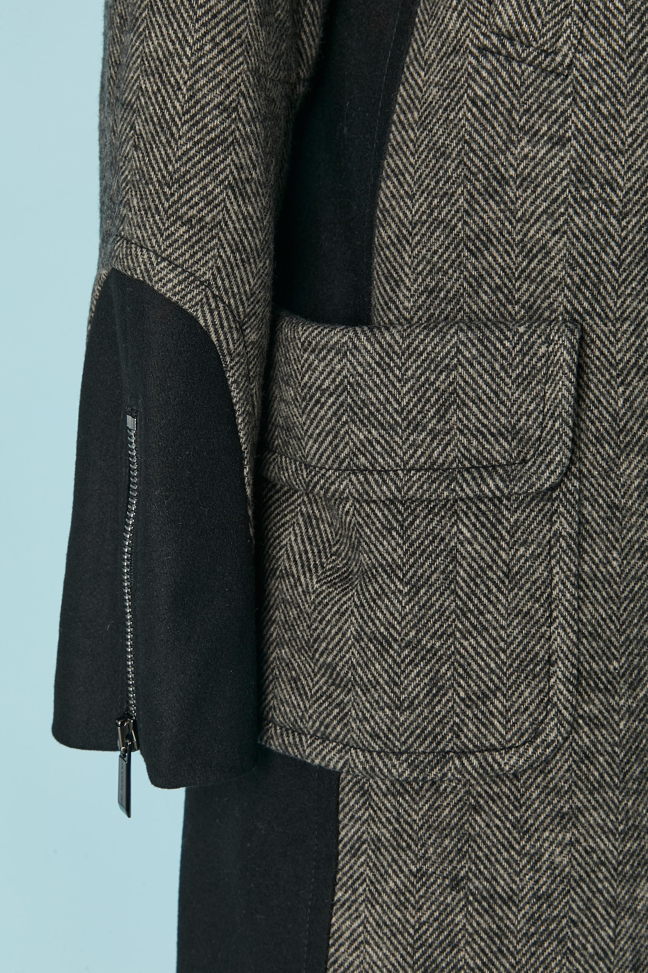 Cappotto grigio con motivo chevron e collo a costine in maglia BUI de BARBARA BUI In condizioni ottime in vendita a Saint-Ouen-Sur-Seine, FR