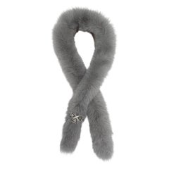 Grey Christian Dior Fox Fur Scarf