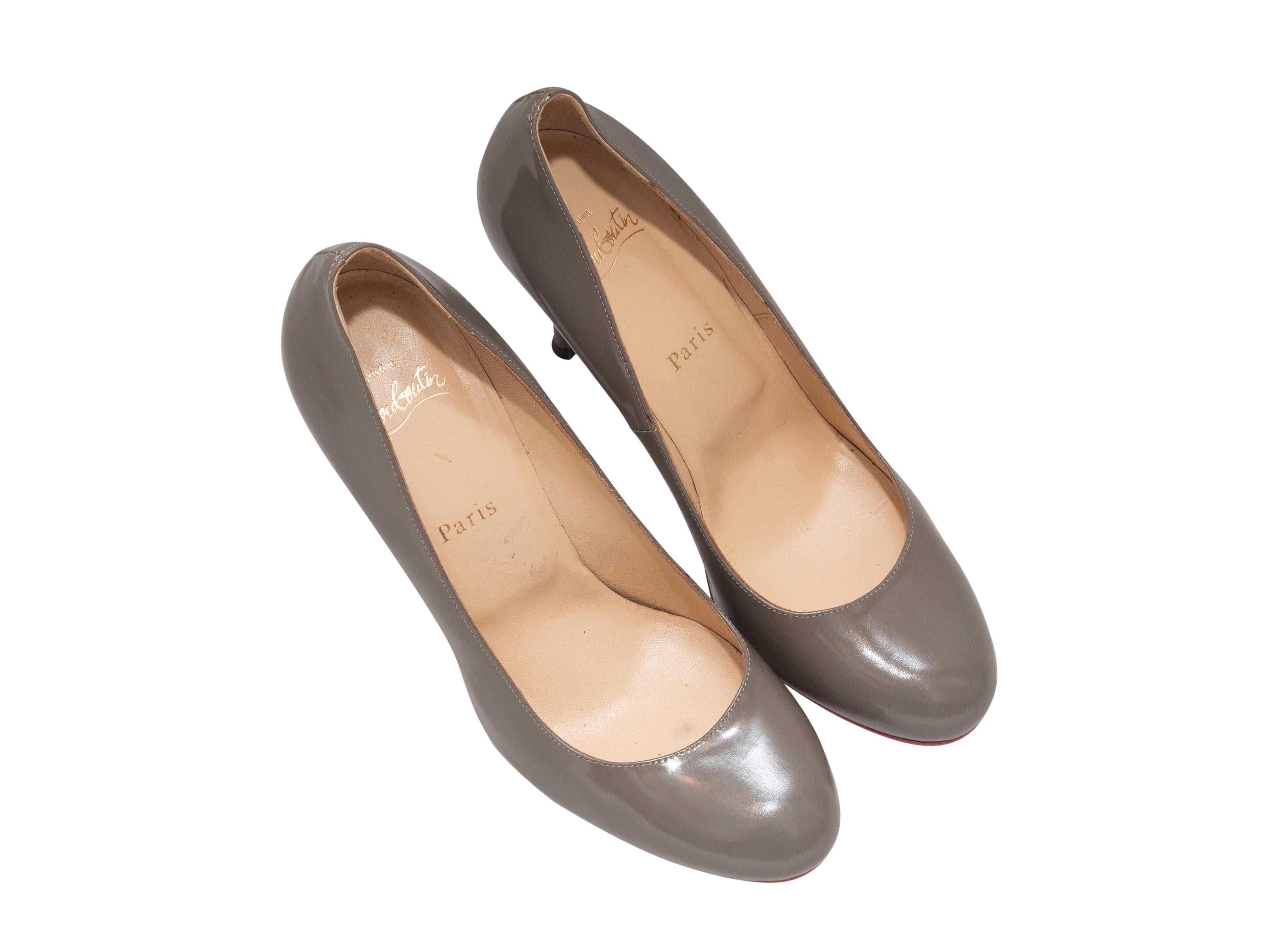 Grey round-toe leather pumps by Christian Louboutin. 4.5