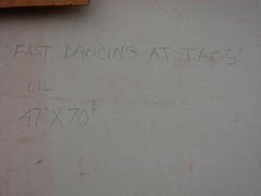 Fast Dancing At Taos, Grauer Kohoe, abstraktes Gemälde, Pow Wow, Taos, Navajo, IAIA