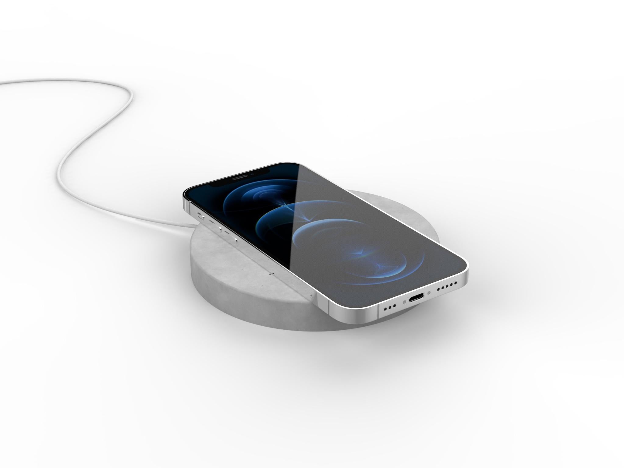 Minimalist Grey Concrete Base, Small, 15w Wireless Charger For Sale