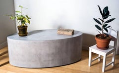 Grey Concrete Elliptical Roller Table by Oso Industries