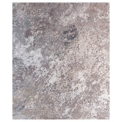 Grey Contemporary Rug Abstract Wool Blend-Silk Rug, Sand Pebbles, Medium