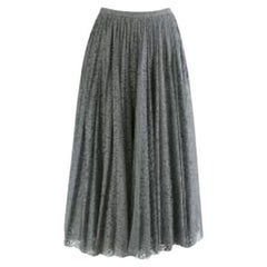 Grey corded lace pleated skirt