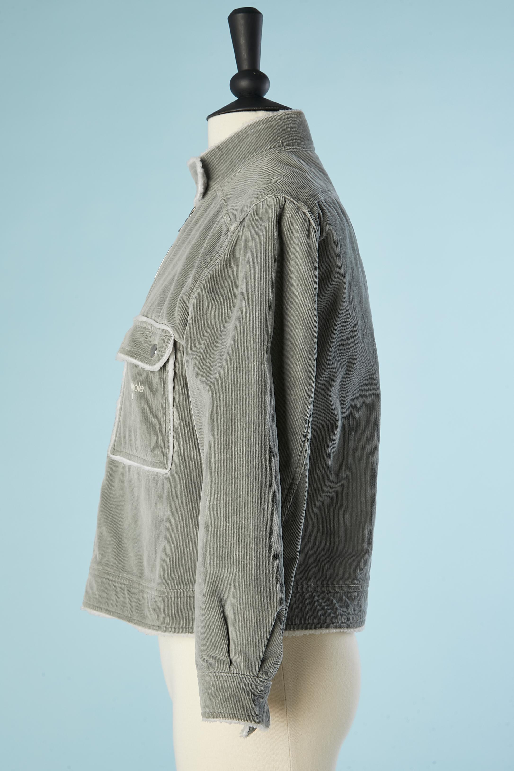 Grey Corduroy jacket Courrèges Hyperbole Circa 1970 In Excellent Condition For Sale In Saint-Ouen-Sur-Seine, FR