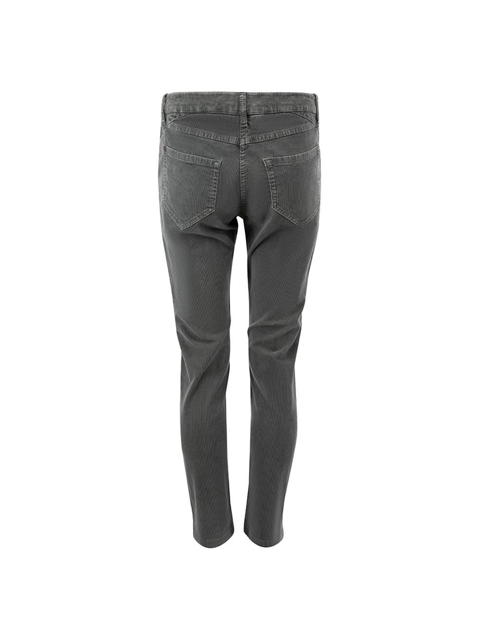 Brunello Cucinelli Grey Corduroy Skinny Trousers Size M In Good Condition For Sale In London, GB
