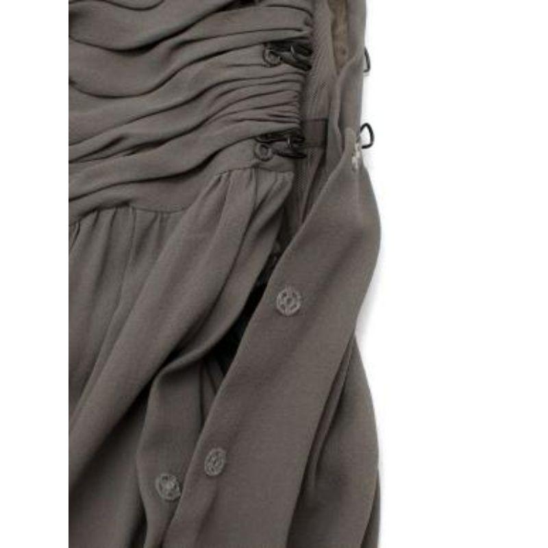 Grey Corset Gathered Chiffon Dress For Sale 2