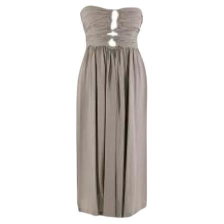 Grey Corset Gathered Chiffon Dress For Sale