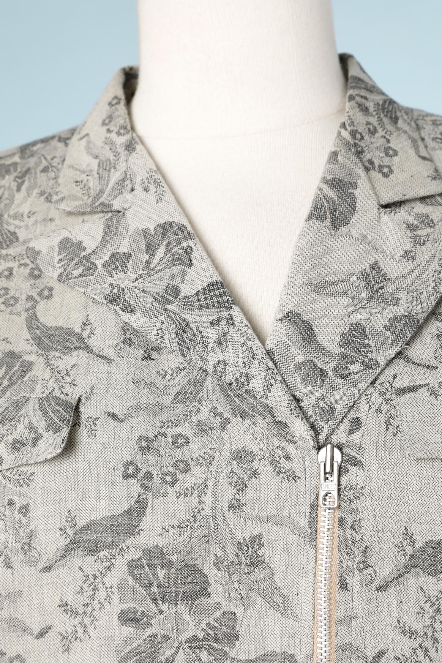 Gris Combinaison-jupe en jacquard de coton et de lin gris Chantal Thomass, années 1990  en vente