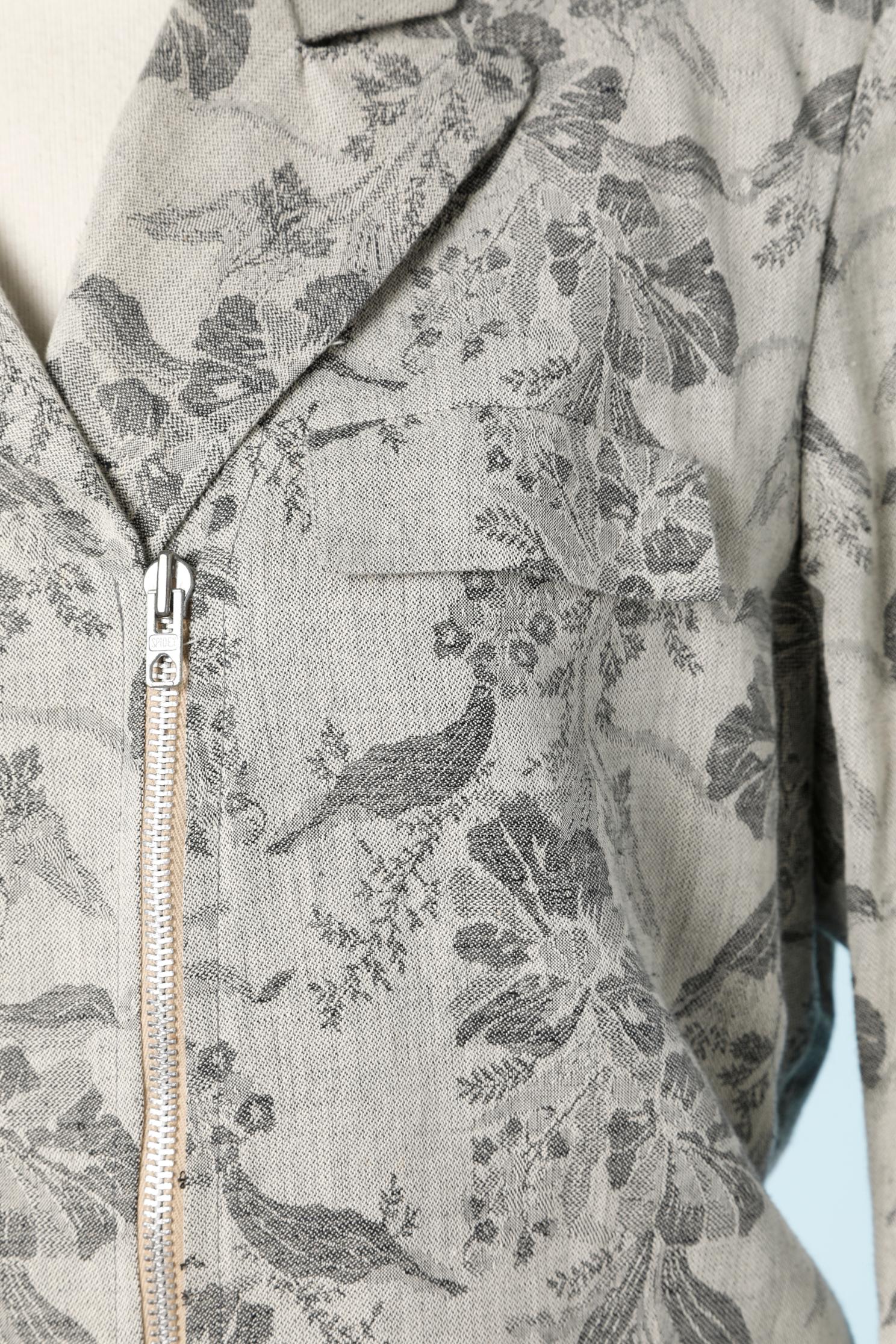 Combinaison-jupe en jacquard de coton et de lin gris Chantal Thomass, années 1990  Excellent état - En vente à Saint-Ouen-Sur-Seine, FR