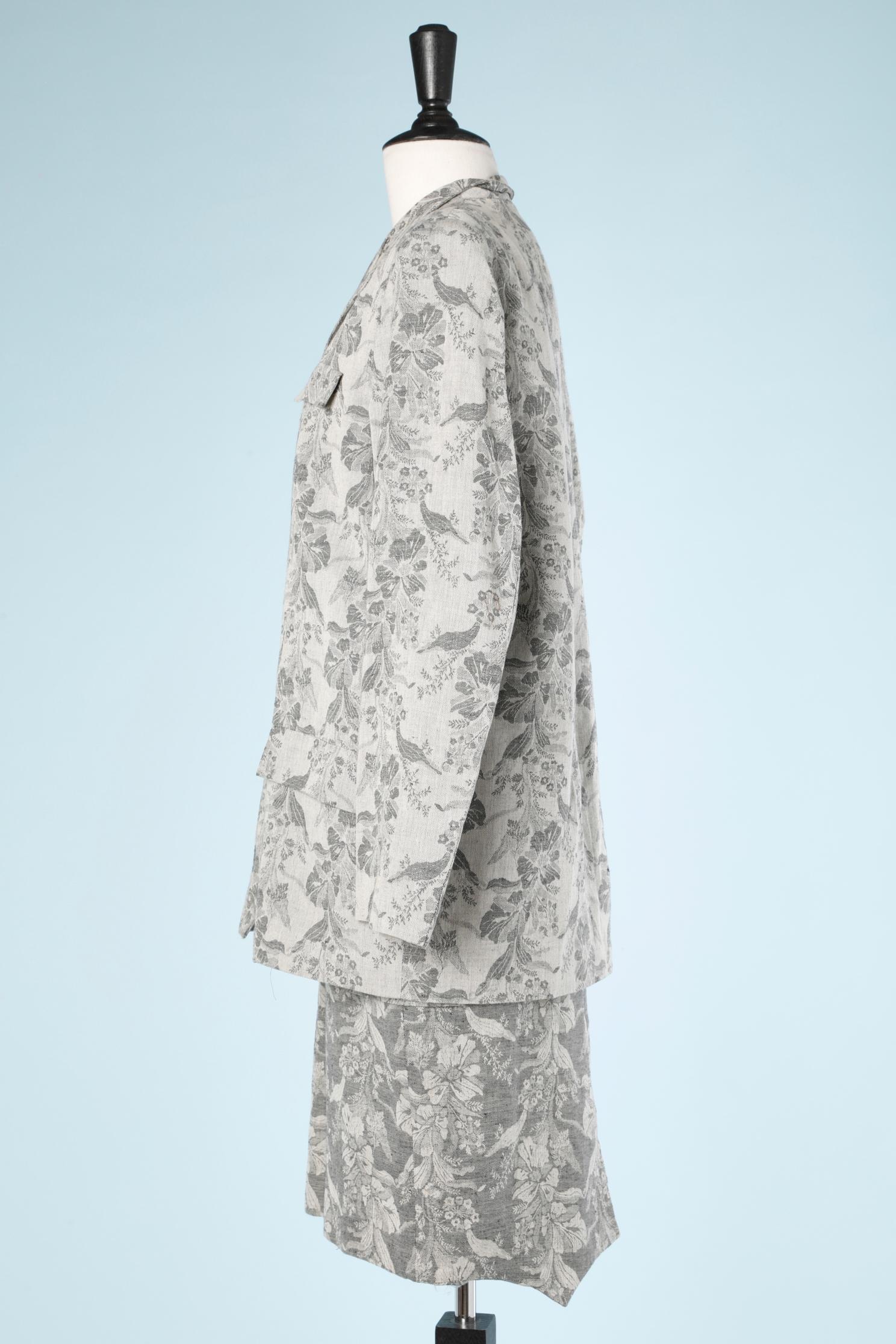 Combinaison-jupe en jacquard de coton et de lin gris Chantal Thomass, années 1990  Pour femmes en vente
