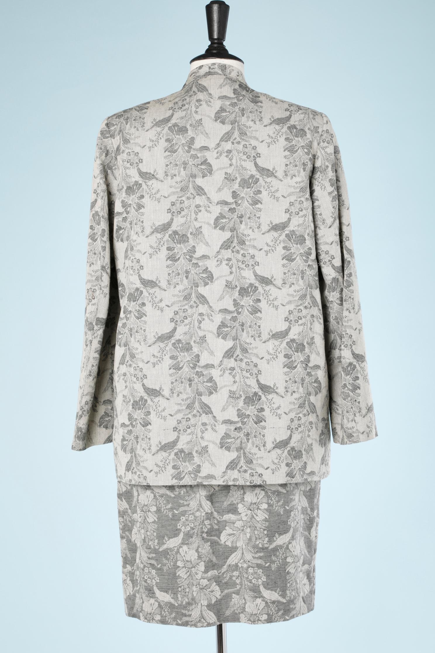 Combinaison-jupe en jacquard de coton et de lin gris Chantal Thomass, années 1990  en vente 1