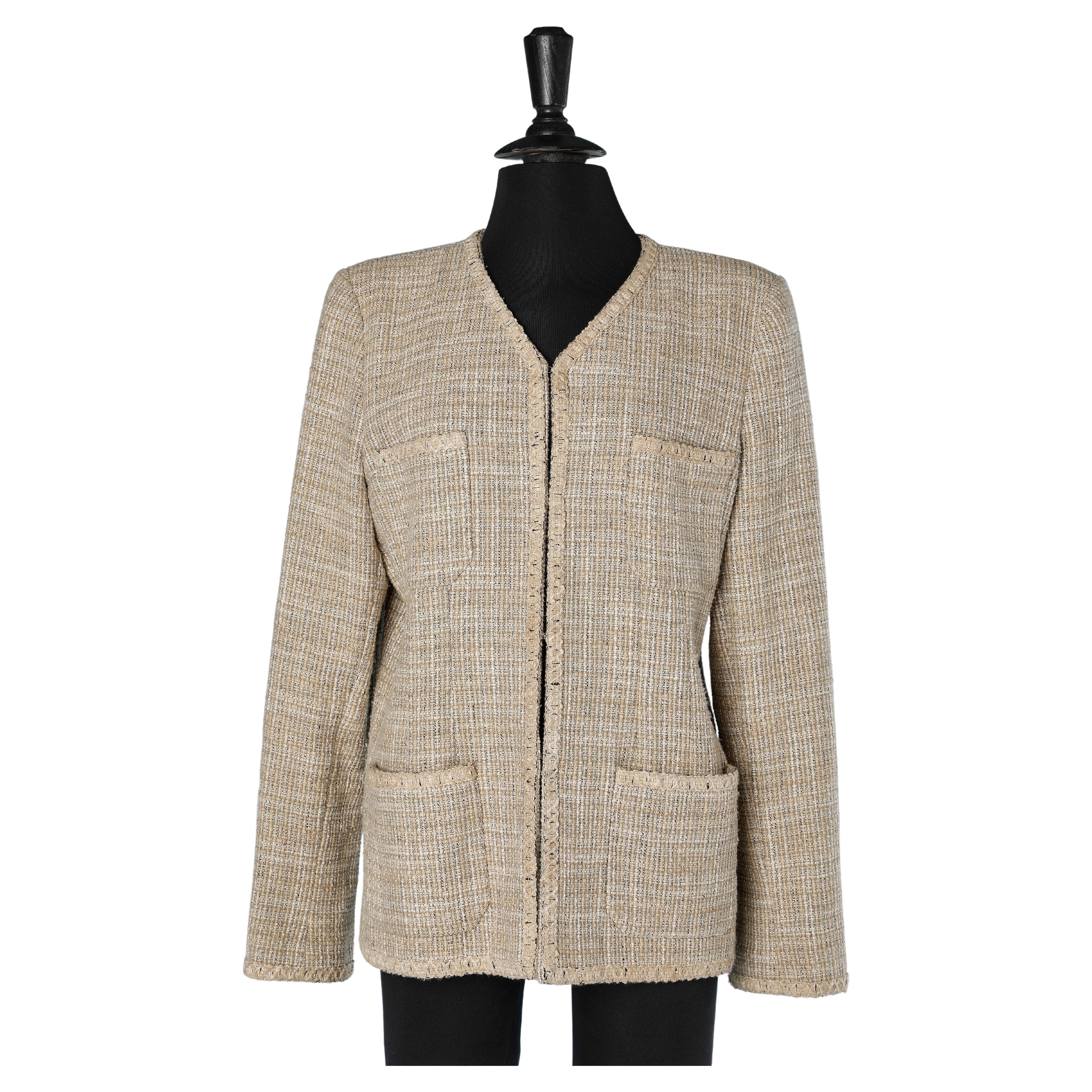 Grey cotton and silk tweed edge to edge jacket Chanel 