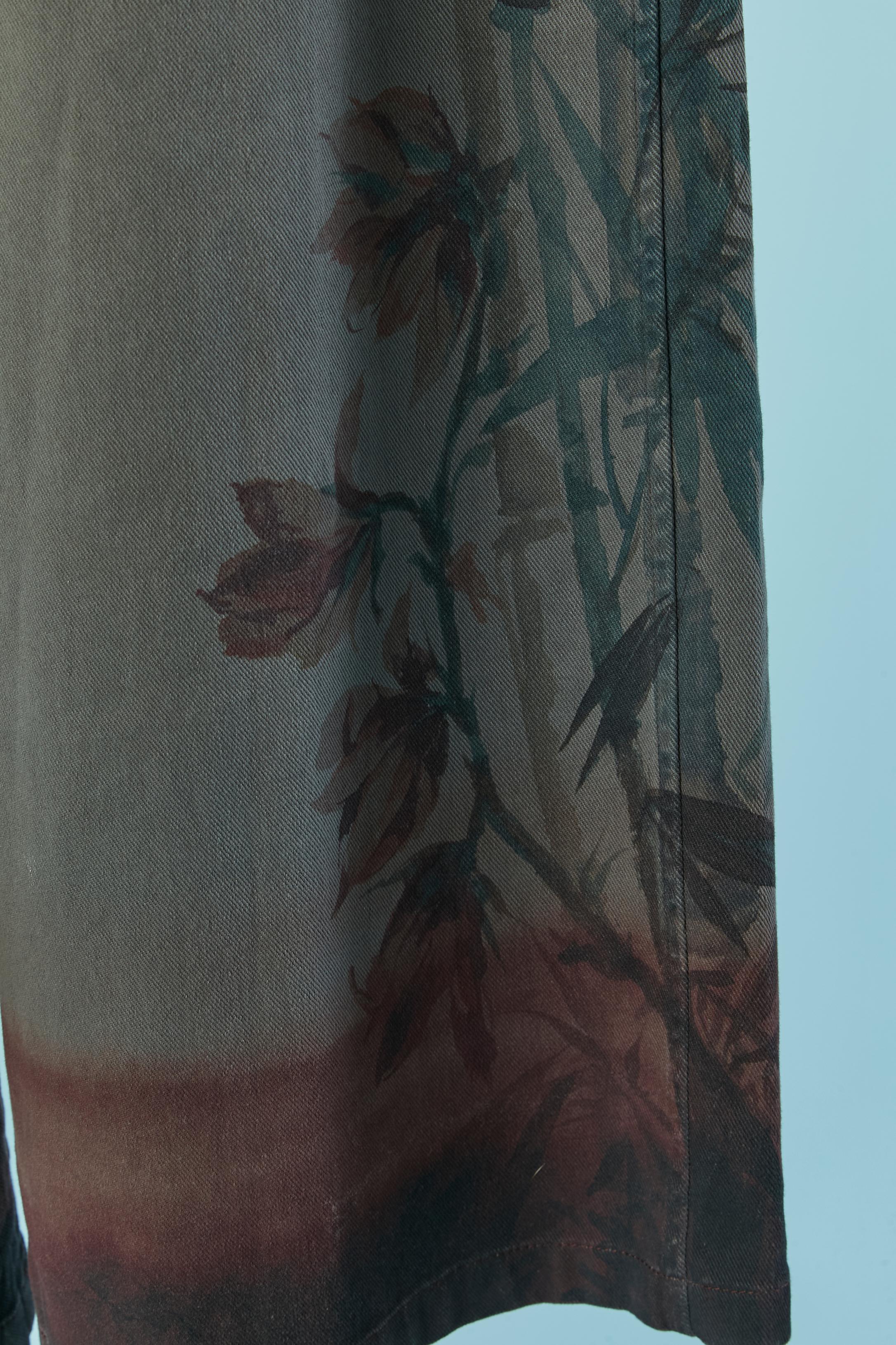 Pantalón baggy de algodón gris con estampado de bambú CHRISTIAN DIOR en Nuevo estado para la venta en Saint-Ouen-Sur-Seine, FR