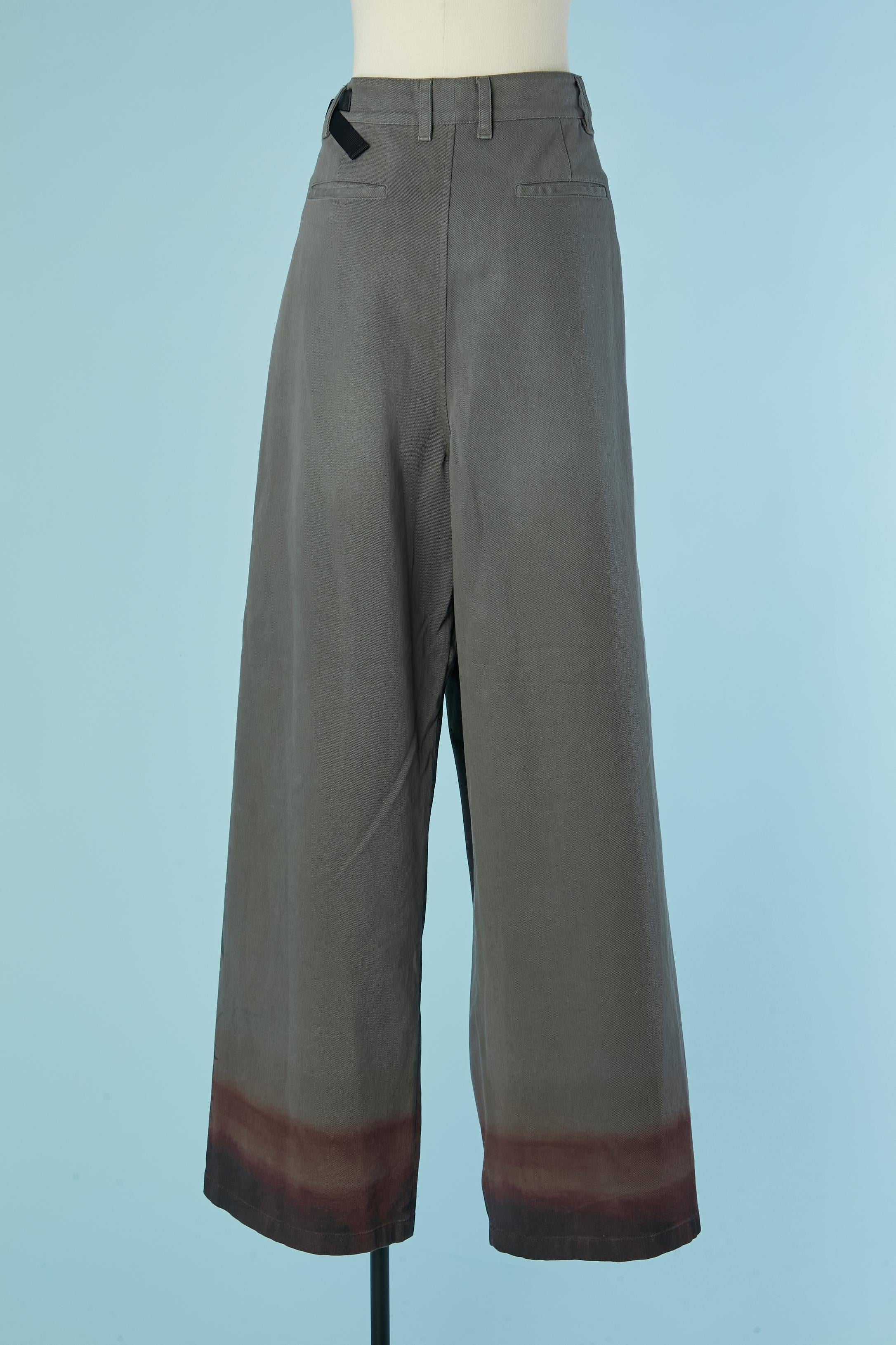 Pantalón baggy de algodón gris con estampado de bambú CHRISTIAN DIOR en venta 1