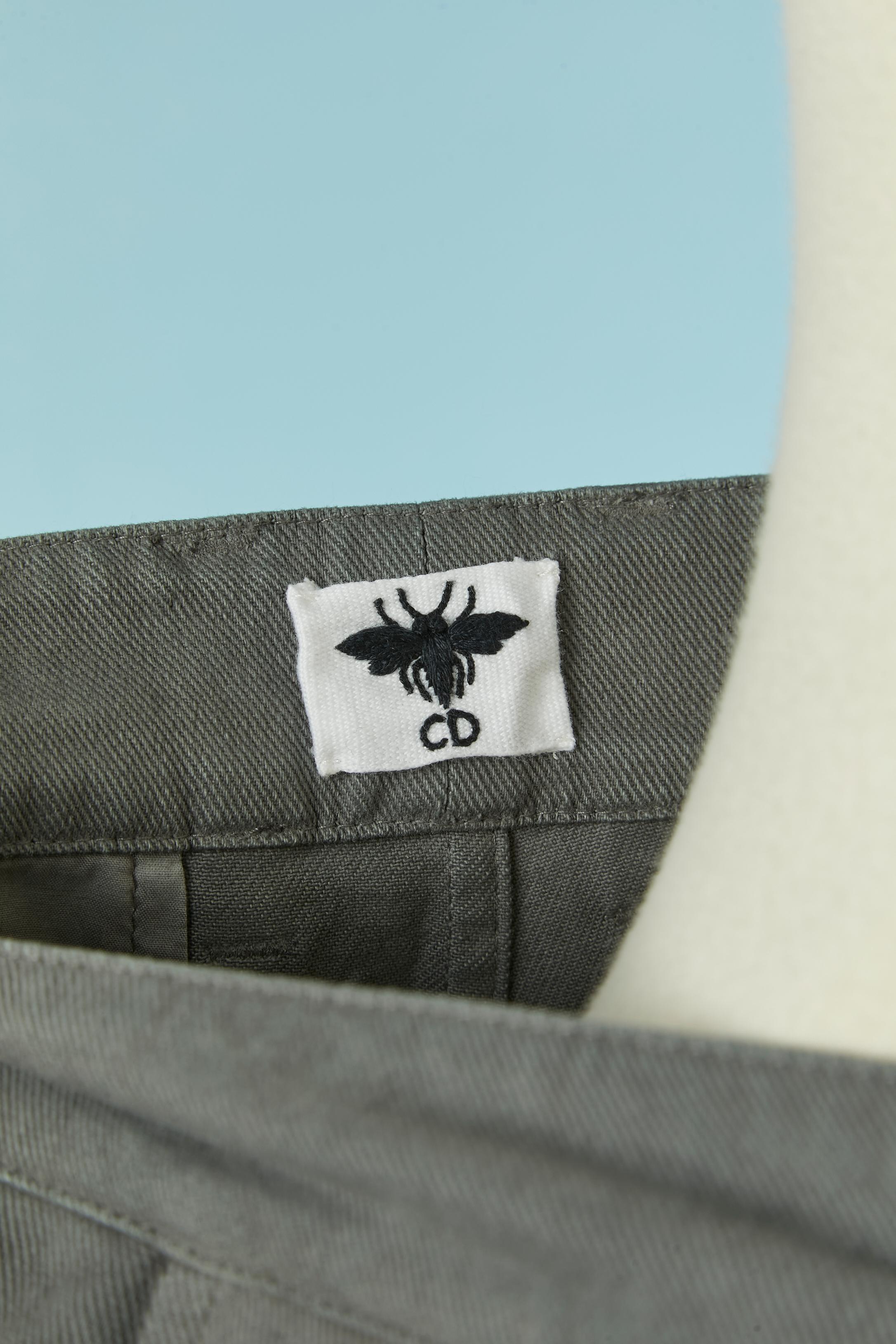 Pantalón baggy de algodón gris con estampado de bambú CHRISTIAN DIOR en venta 2