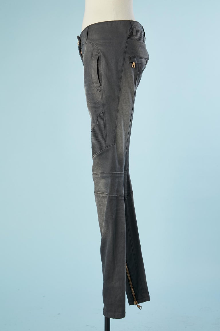 Jean Motard Gris Balmain Authentique - Taille 38 Pour Femme - Occasion Très Bon état
