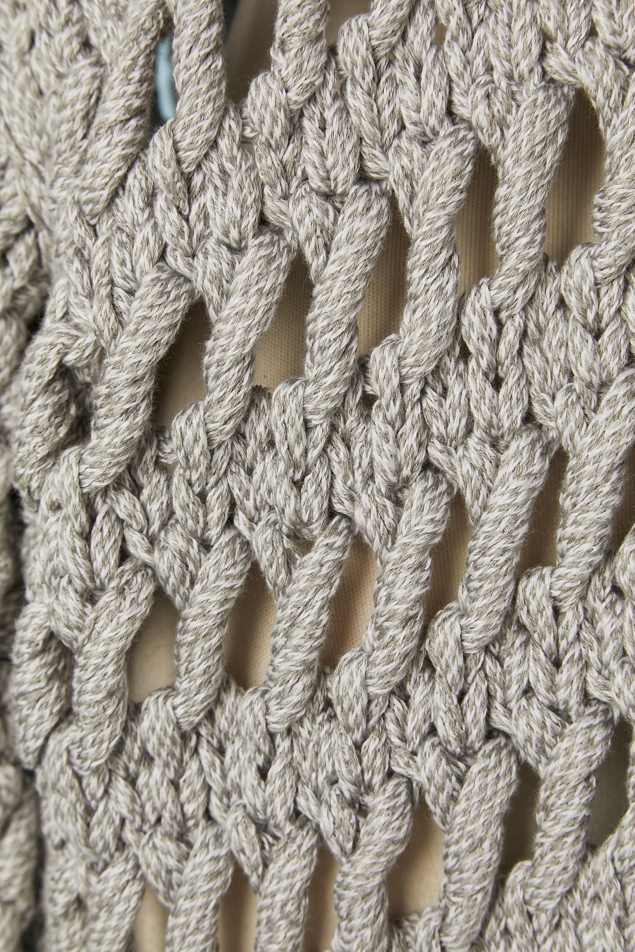 Chaqueta de punto transparente de algodón gris CHANEL en Excelente estado para la venta en Saint-Ouen-Sur-Seine, FR