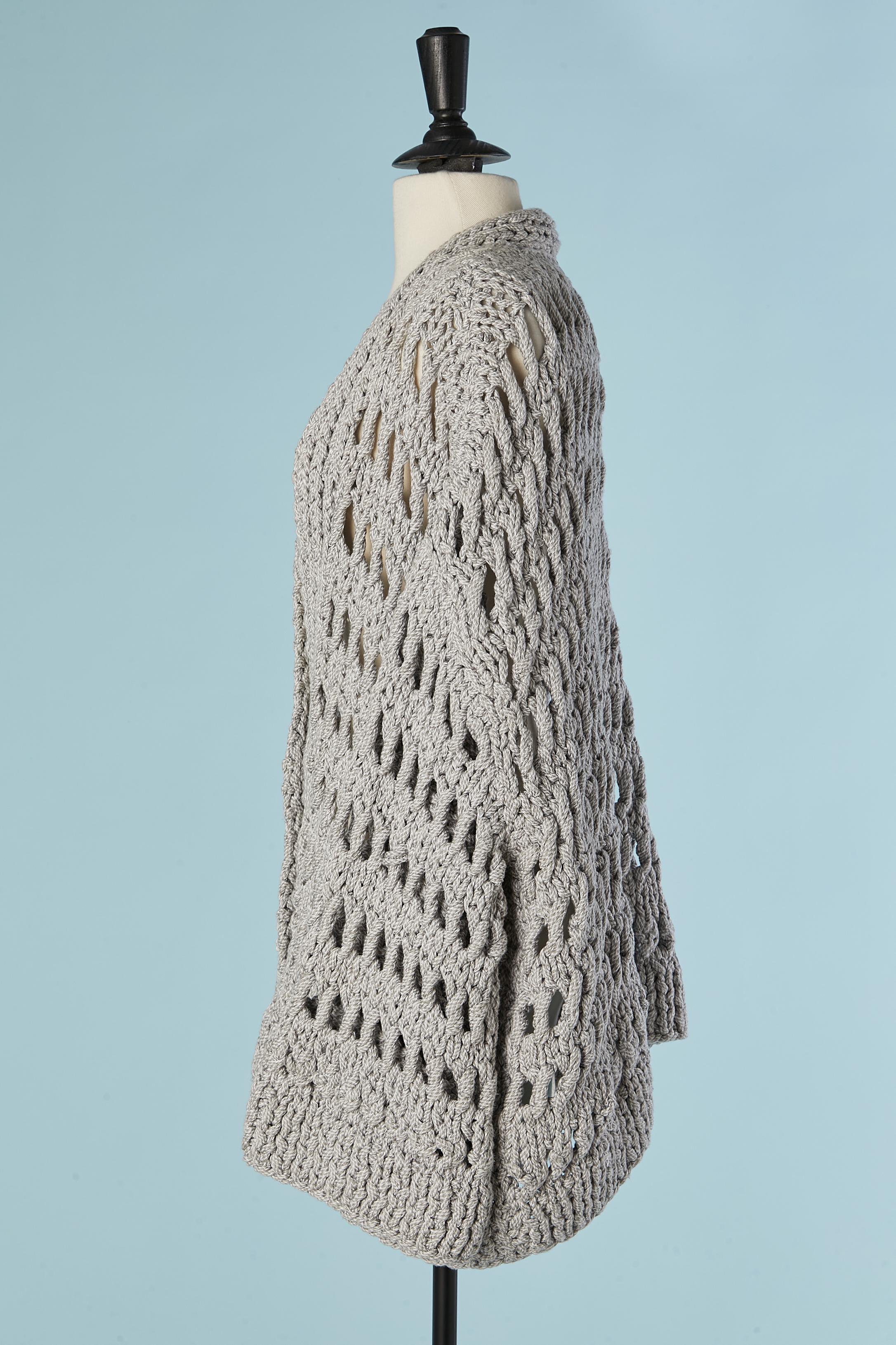 De las mujeres Chaqueta de punto transparente de algodón gris CHANEL en venta