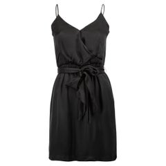 Black Silk Belted Mini Slip Dress Size XXS