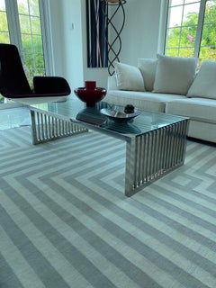 Rug  stripes Minimalist Modern Wool Carpet Geometric light Grey Cream Neutral