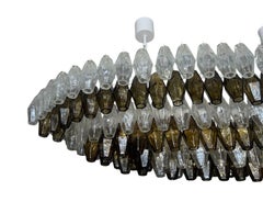 Grey & Crystal Murano Glass Poliedri Chandelier. Italy, 1980's.