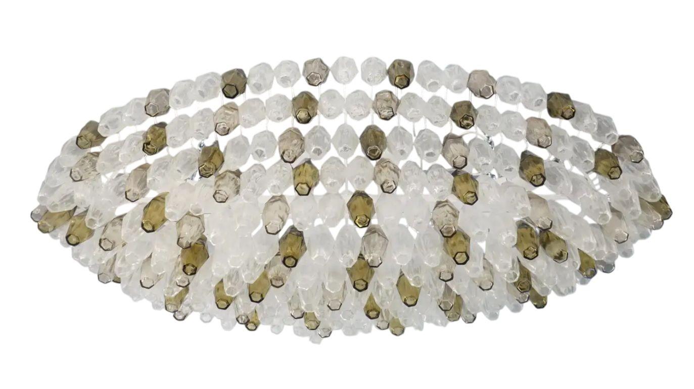 Lustre Poliedri en verre de Murano gris et cristal par Alberto Donà. Italie, années 1980. en vente 1