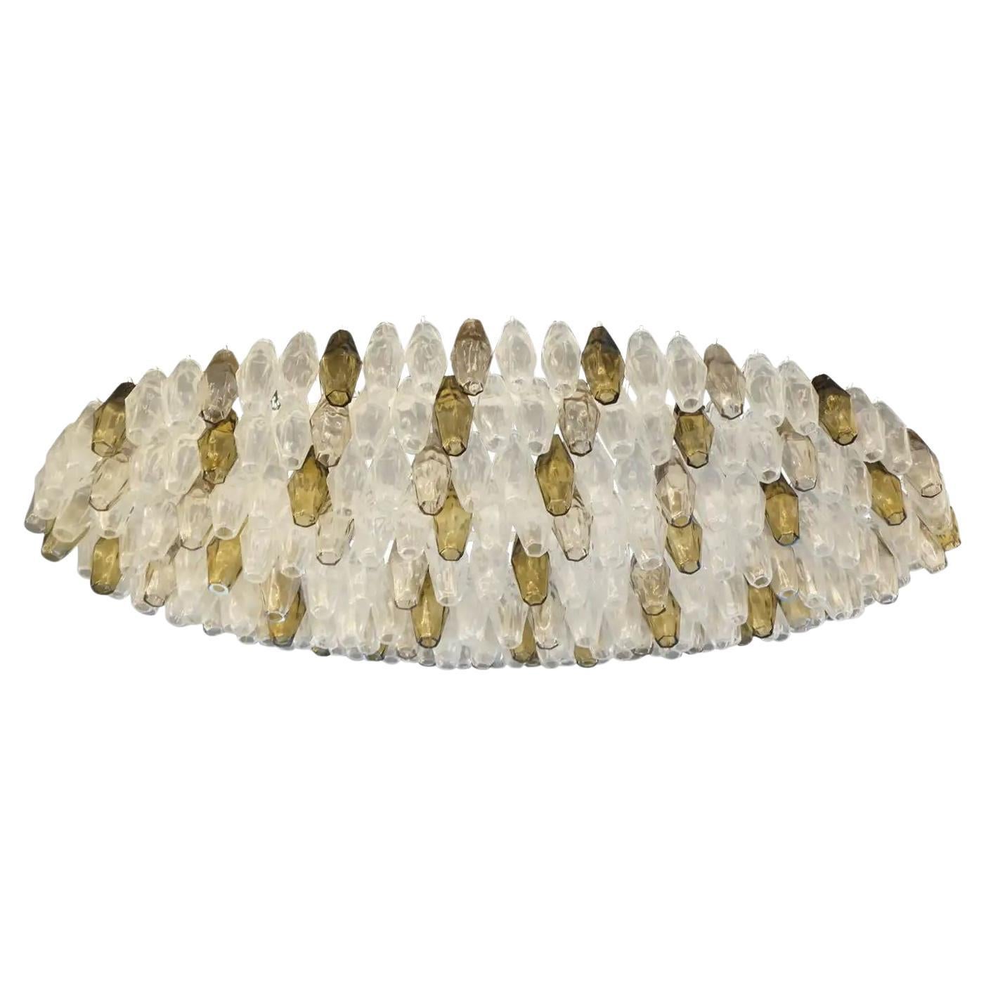 Lustre Poliedri en verre de Murano gris et cristal par Alberto Donà. Italie, années 1980. en vente