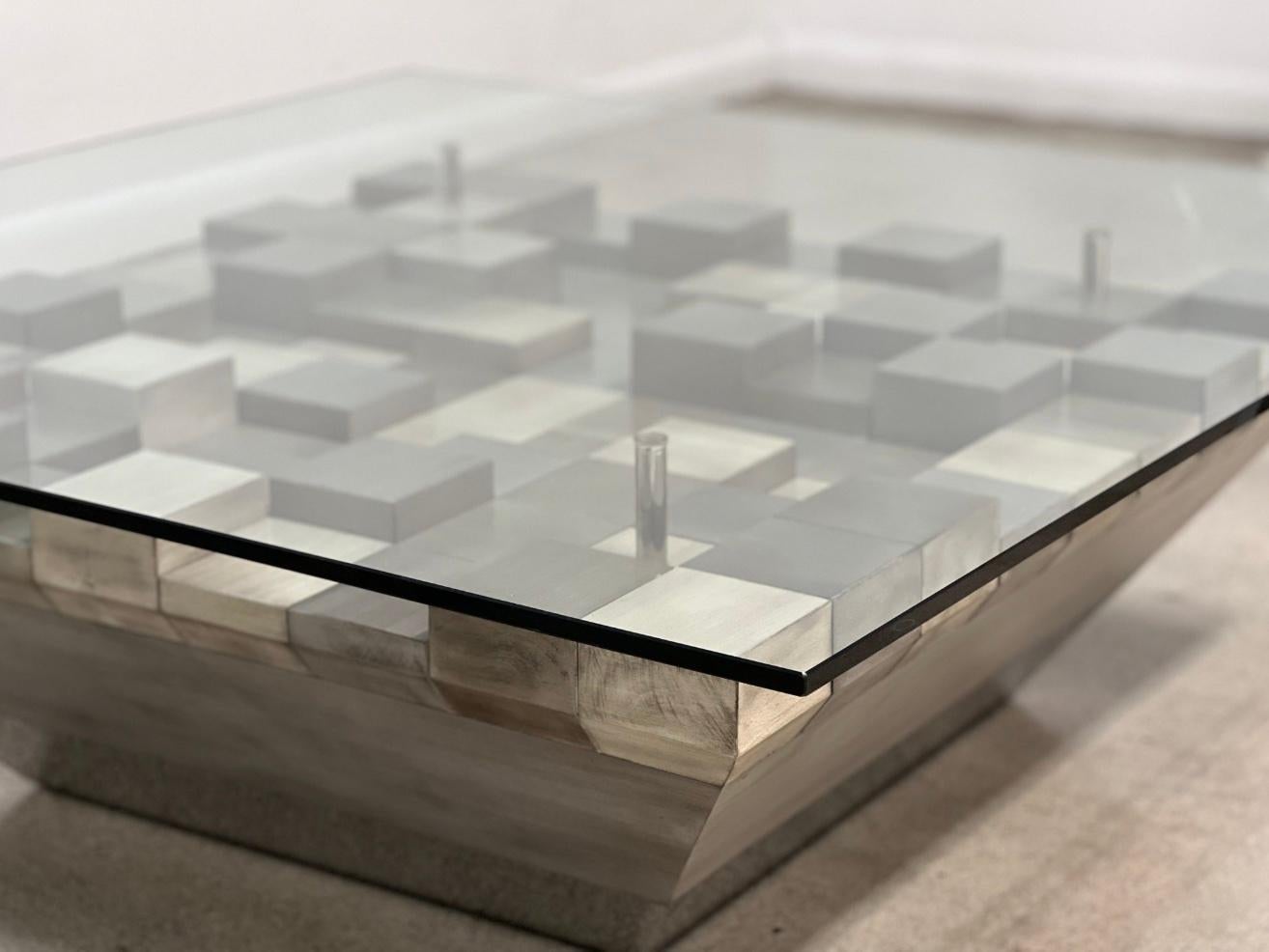 International Style Grey Cubes Cocktail Table For Sale