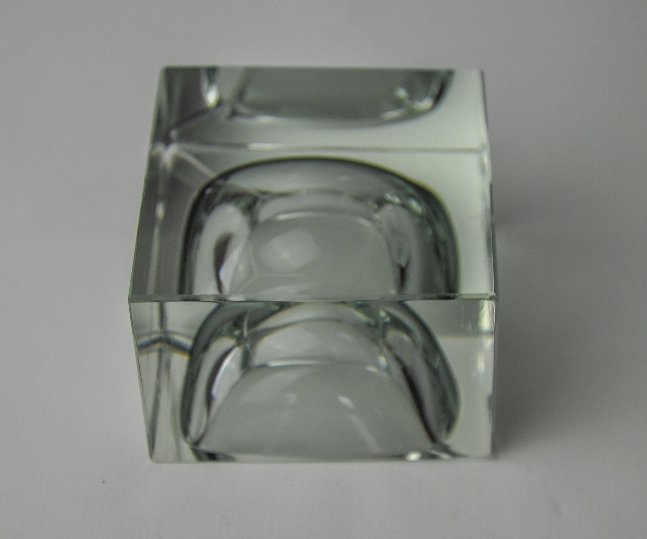 Grey cubic Sommerso ashtray by Seguso, Murano, Italy, 1970 1