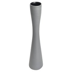 Grey Curved Tall Ceramic Handmade Vase, Italy, Contemporary