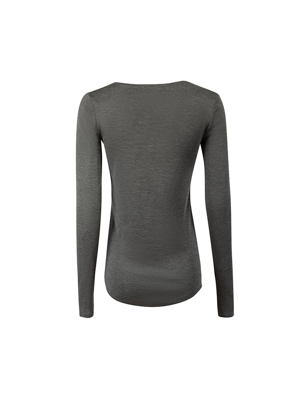 Grey Cut Out Neckline Top Size L In Good Condition In London, GB