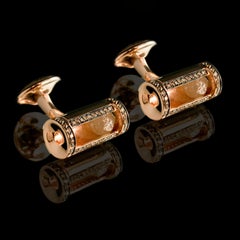 Grey Diamond Ballas '5ct' Cufflinks with Brown Diamonds '0.91 Carat', Rose Gold