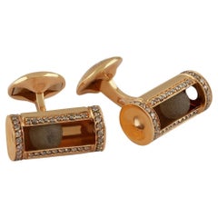 Grey Diamond Ballas '5ct' Cufflinks with Brown Diamonds '0.91 Carat', Rose Gold