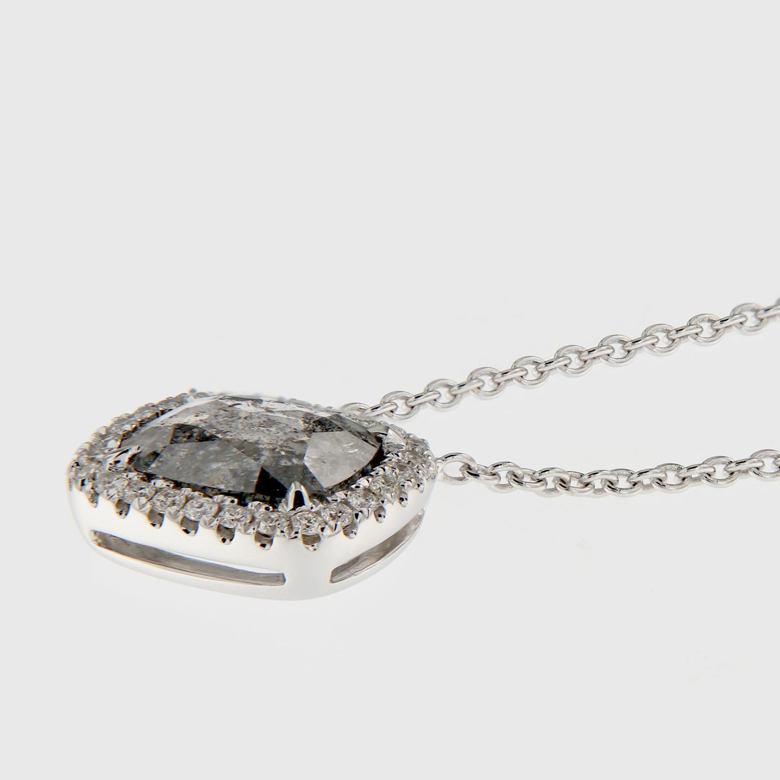 Women's Grey Diamond Pendant Gold Necklace
