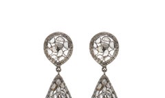 Grey Diamond Chandelier Dome Earrings