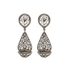 Grey Diamond Chandelier Dome Earrings 