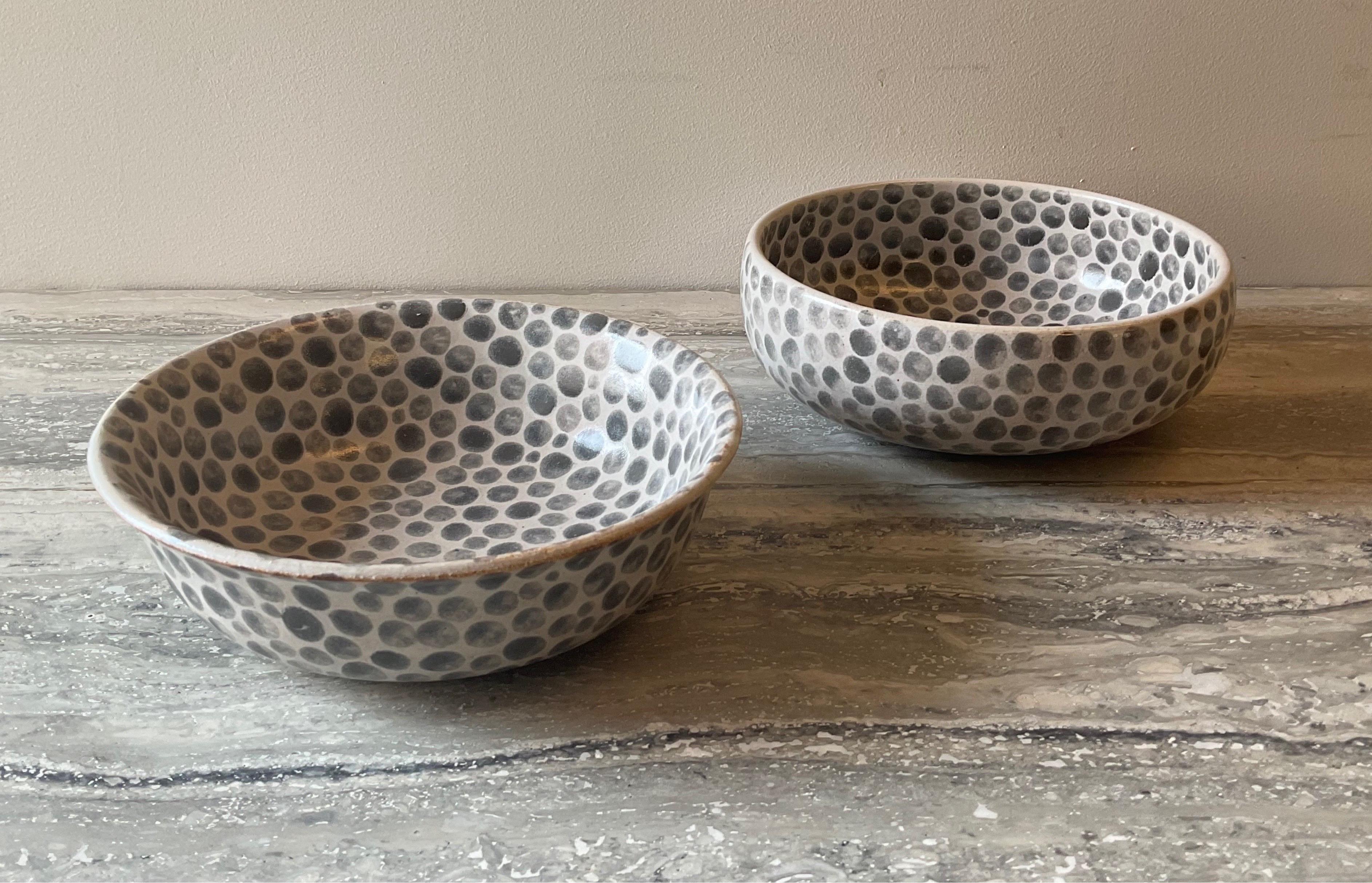 American Grey Dots Stoneware Soup Bowl