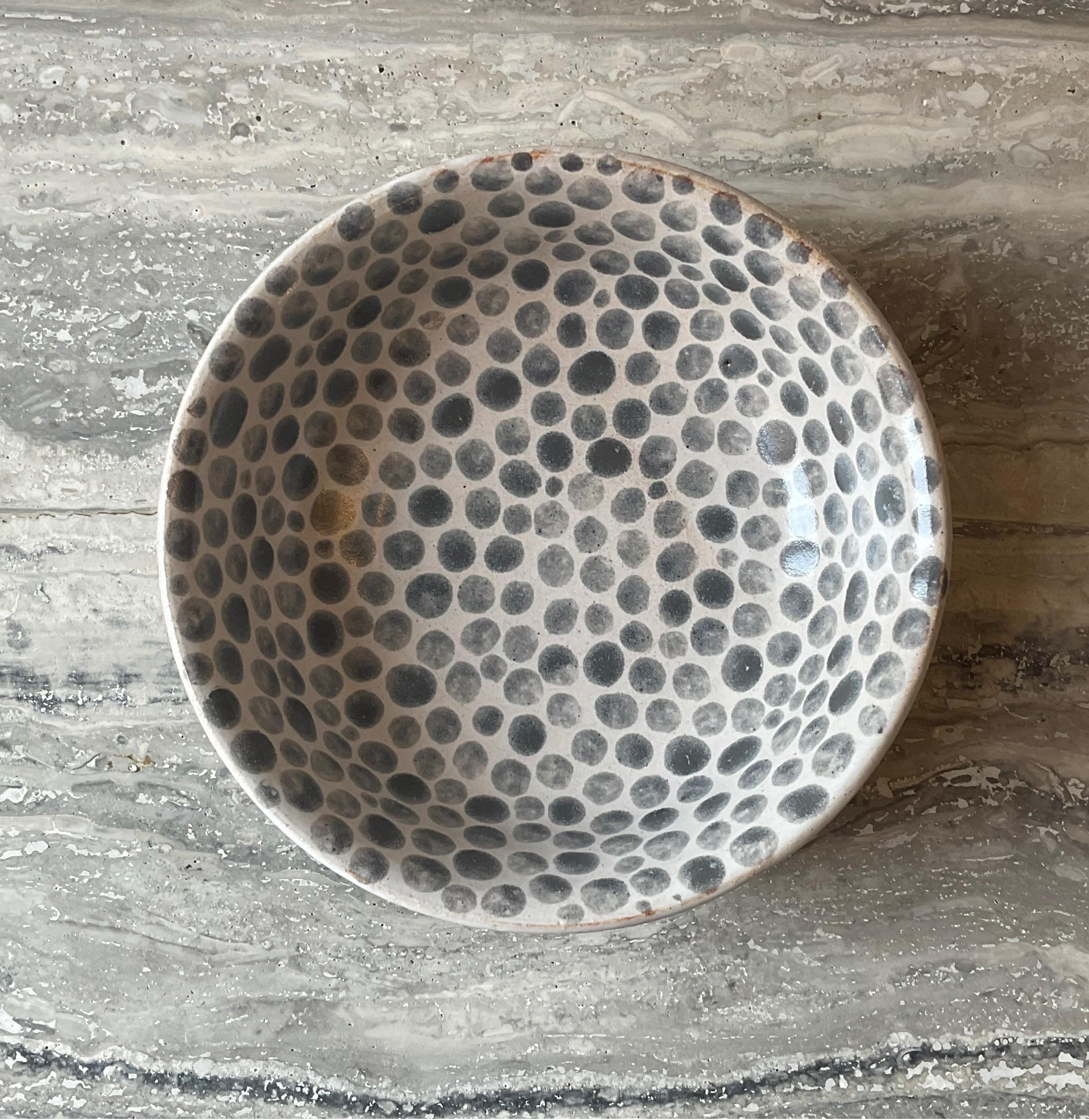 Grey Dots Stoneware Soup Bowl In New Condition In New York City, NY