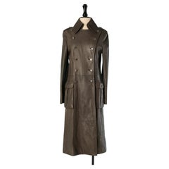 Grey double breasted leather coat DOLCE & GABBANA