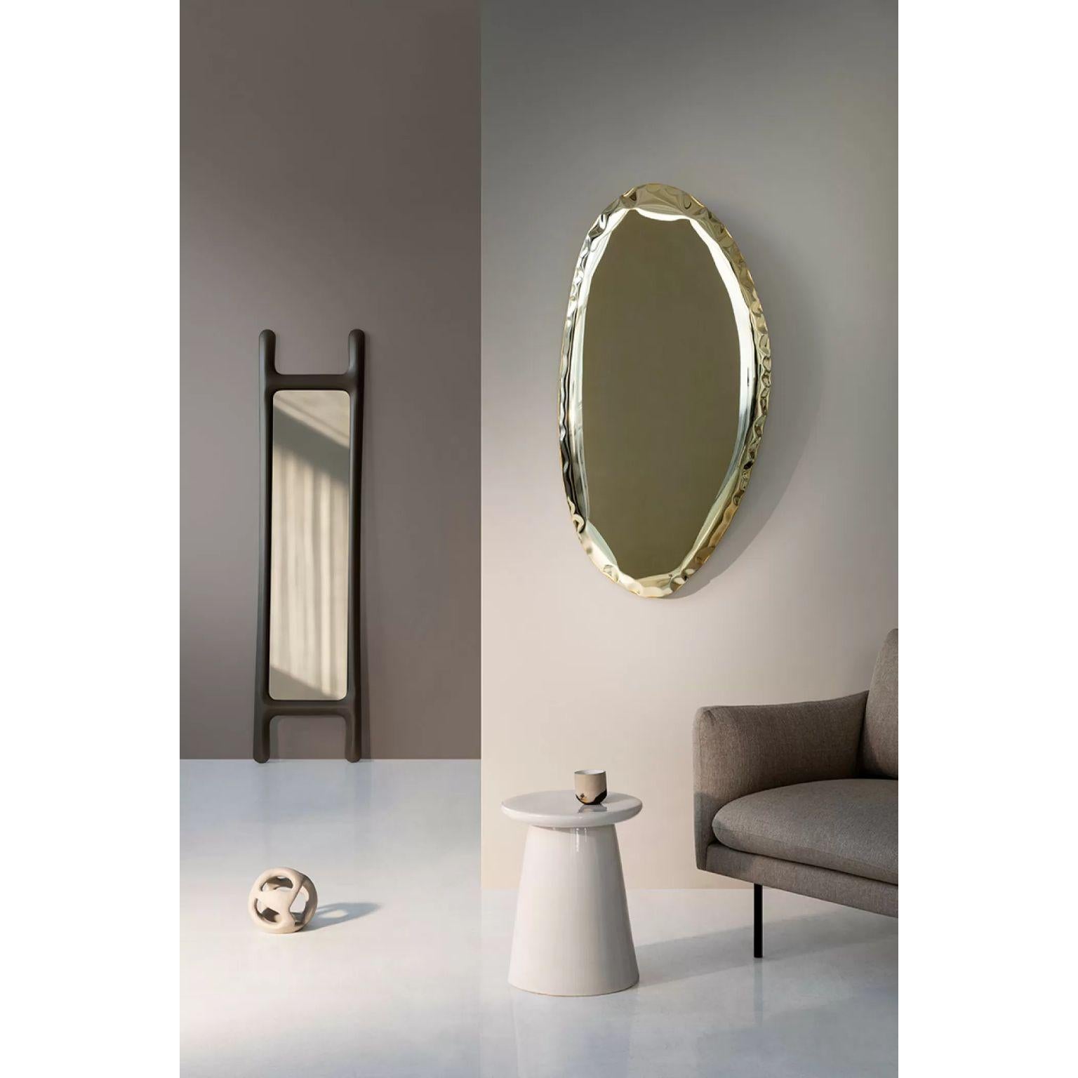 Grey Drab Sculptural Wall Mirror by Zieta
Dimensions: D 6 x W 46 x H 188 cm.
Material: Mirror and carbon steel. 
Finish: Powder-coated in grey.

Also available in different finishes and colors: stainless steel or powder-coated.  Please contact us.