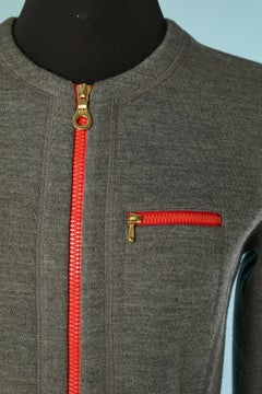 Grey dress with orange zip puller CHRISTIAN DIOR