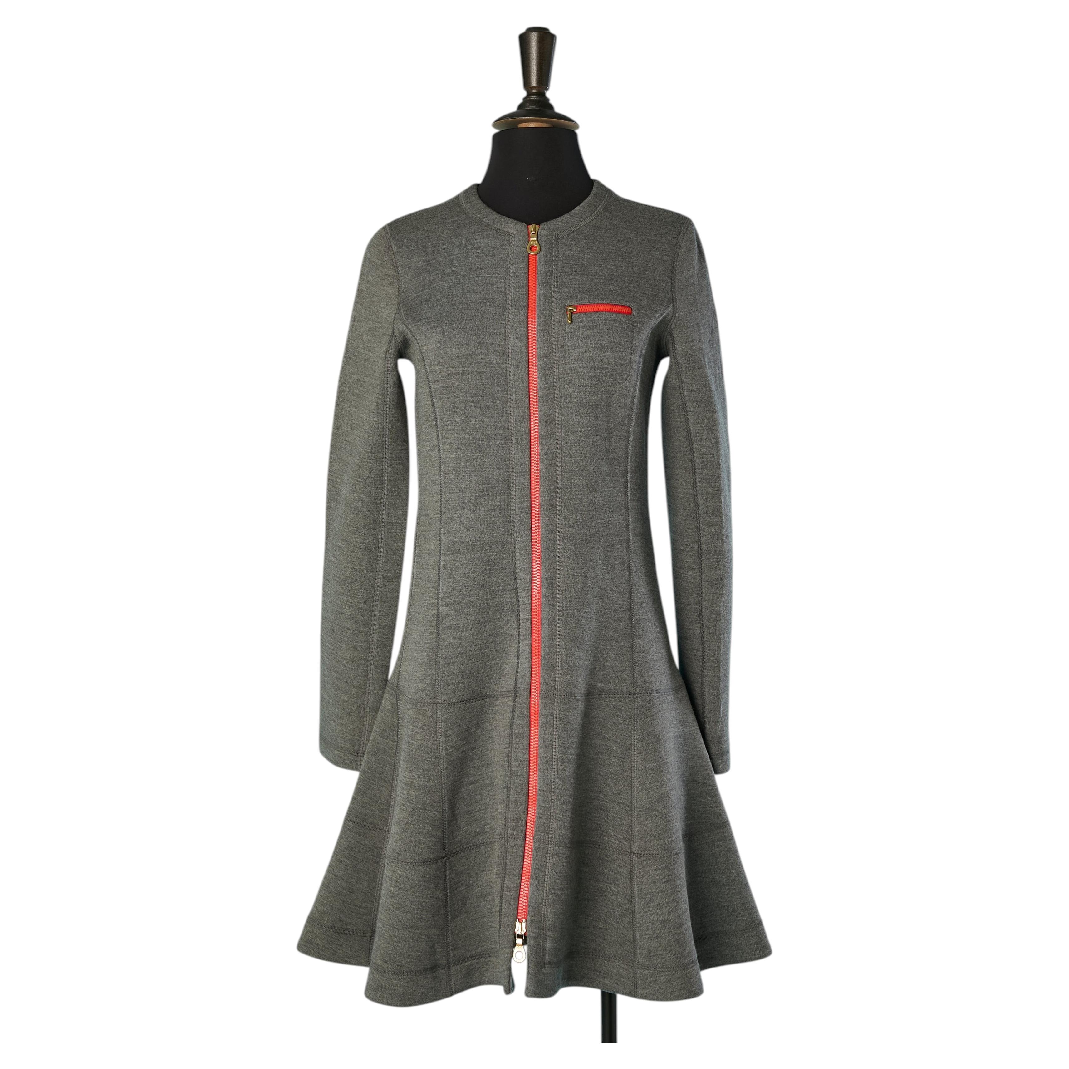 Grey dress with orange zip puller CHRISTIAN DIOR For Sale