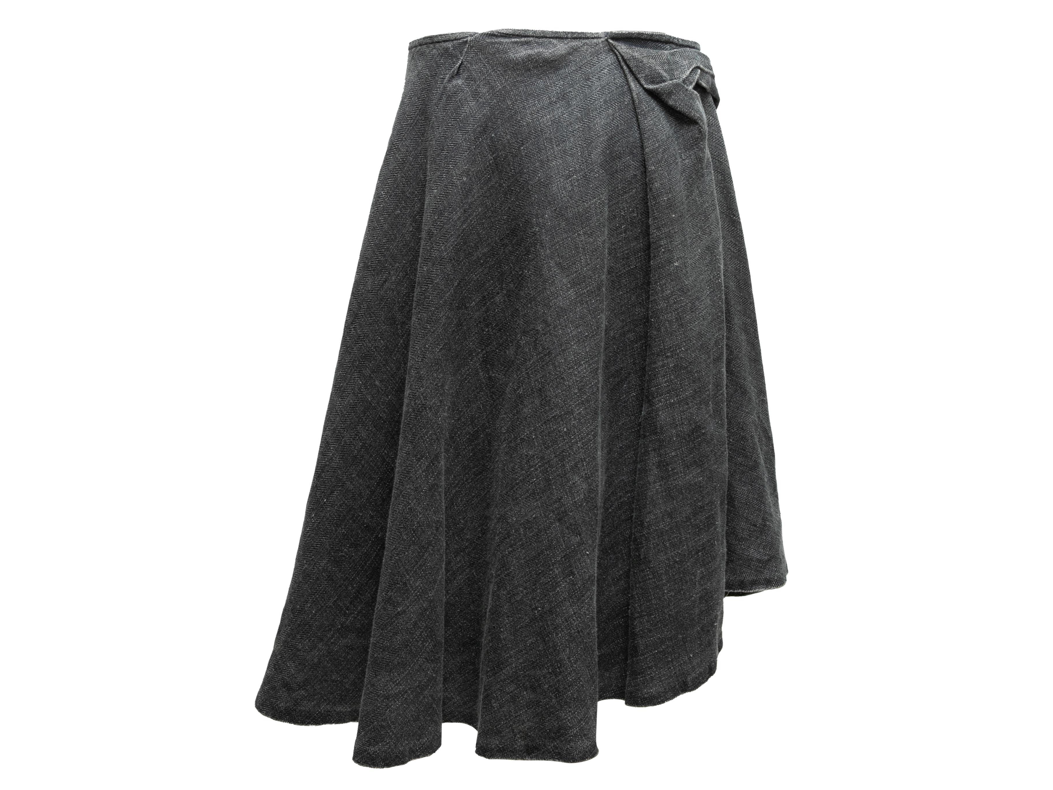 Nero Gonna a portafoglio in lino grigia di Dries van Noten taglia EU 40 in vendita
