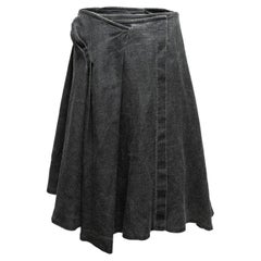 Dries Van Noten Grauer Dries Van Noten Leinen-Wickelrock Größe EU 40