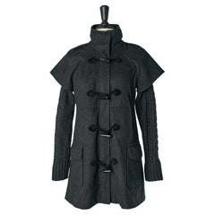 Grey duffle coat with knit sleeve Jean-Paul Gaultier