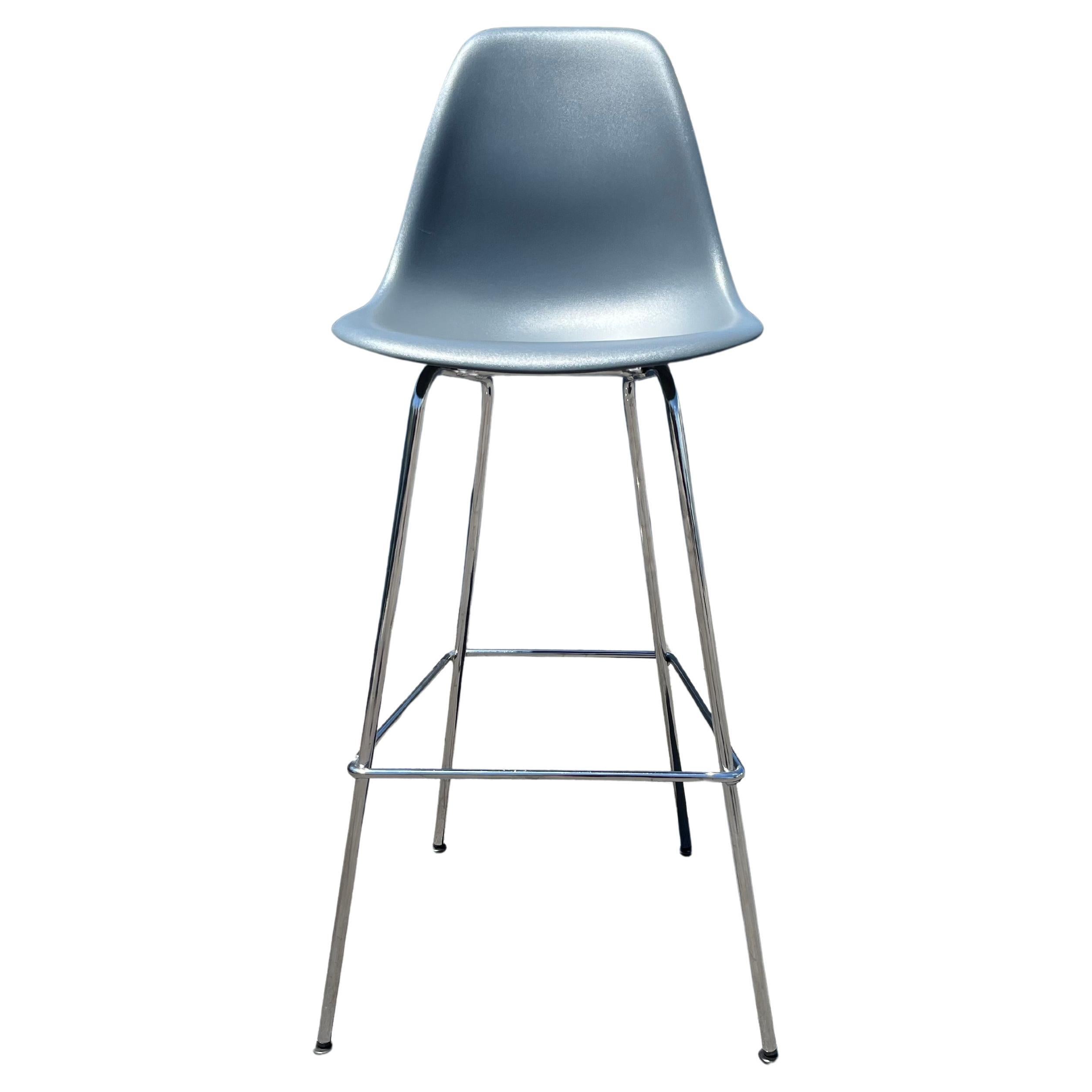 Grey Eames Molded Plastic Bar Stool, Herman Miller For Sale