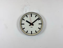 Grey German Industrial Electric Station Wall Clock from AEG, 1960s