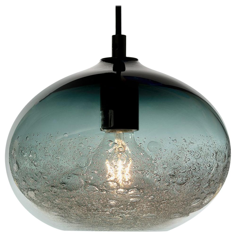 Lampada a sospensione a bolle d'aria grigia Ellipse, vetro soffiato a mano - Hand Made
